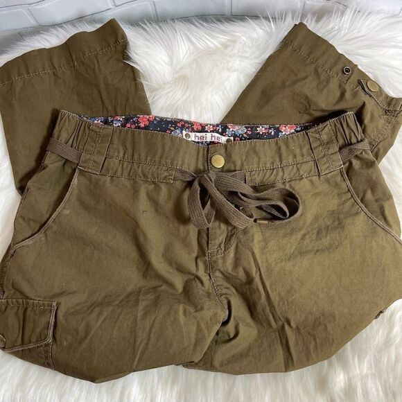 Anthro Hei Hei Khaki Brown Cotton Cargo Pant Sz 0 - Picture 1 of 7